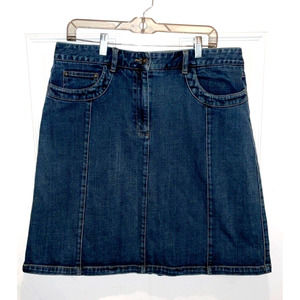 Talbots Skirt Women's Size 16 Denim Blue Jean Stretch A-line Panel